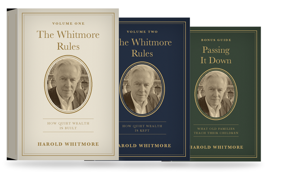 Both volumes of The Whitmore Rules beside the bonus guide, Passing It Down.