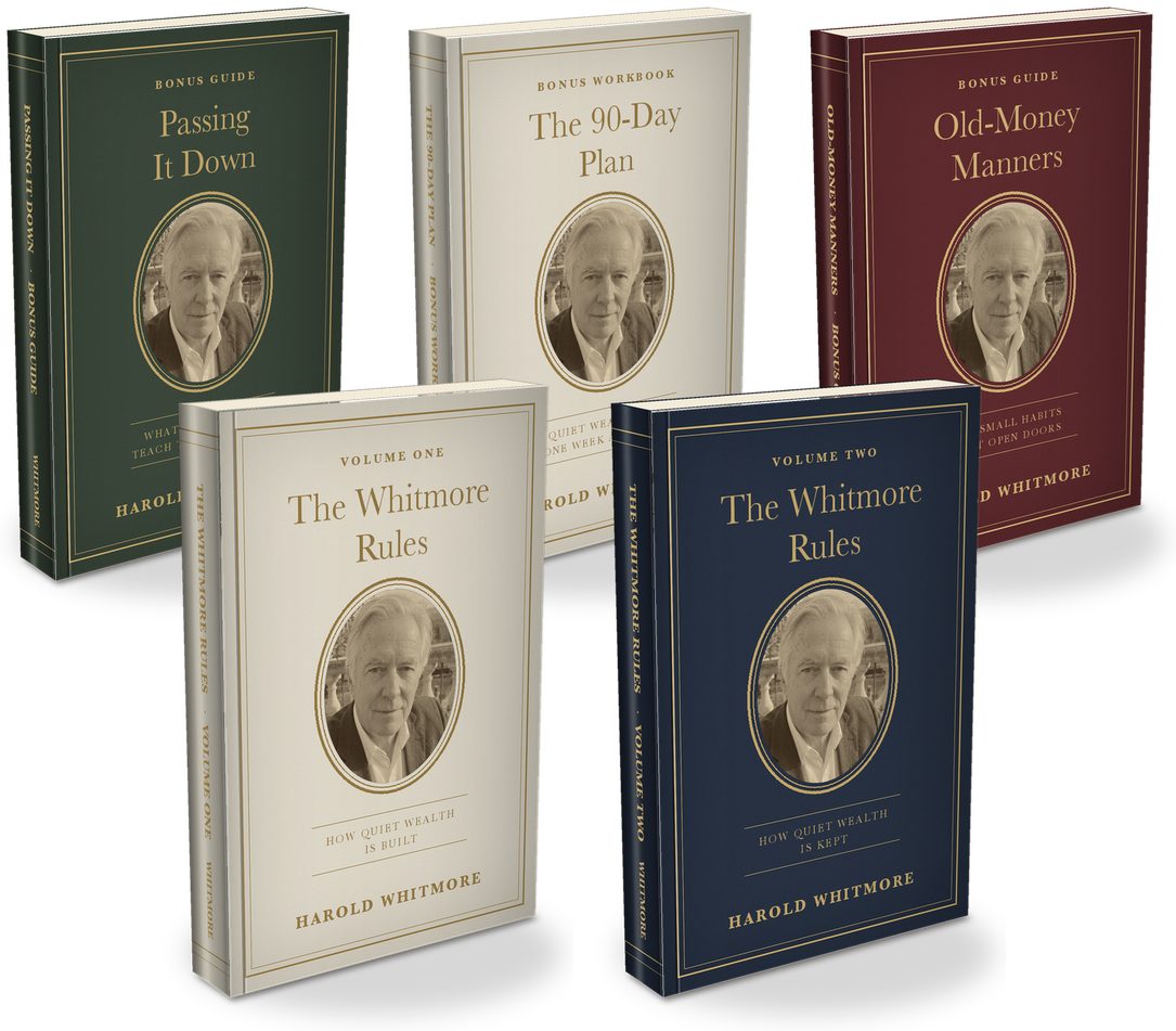 Both volumes with the three bonus guides: Passing It Down, The 90-Day Plan and Old-Money Manners.